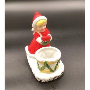 VTG Christmas Girl‎  Votive Candle Holder- Christmas/Holiday Decor
